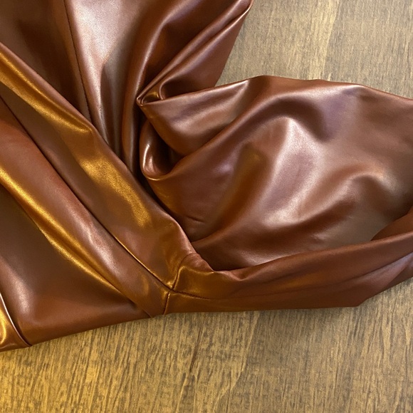 Pretty Little Things Faux Leather Chocolate Brown Flare Pants - Picture 6 of 6